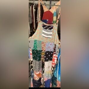 Patchwork Rayon Overalls Size Medium/Large See Measurements, NWOT